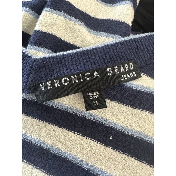 *Damaged* Veronica Beard Herbie Slit Neck Striped V-Neck Sweater Medium Flawed* - Picture 11 of 16